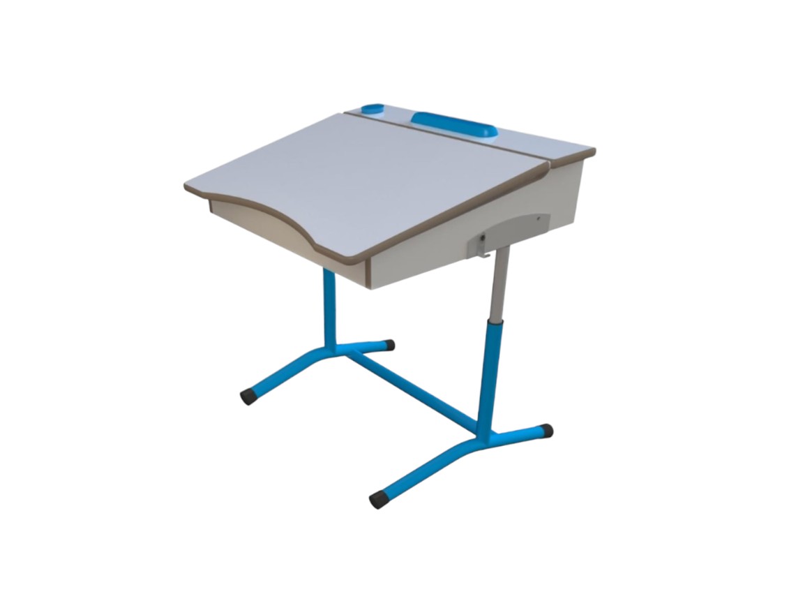 Стіл учнівський 1- місний з шухлядою на круглій трубі РОЗКОМ, розмір 610х660х580-640-700-760 мм.